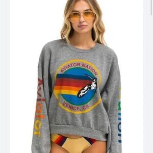 Aviator Nation Charcoal Tee with Vibrant Logo